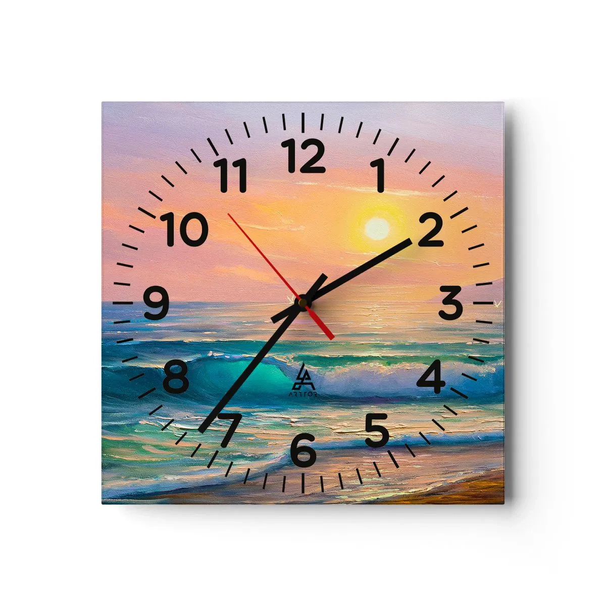 Wanduhr - Glasuhr - Ein türkisfarbenes Lied der Wellen - 30x30 cm