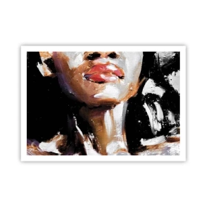 Poster - Porträt einer Frau in ausdrucksstarkem malerischem Stil vor dunklem Hintergrund - 100x70cm - Stolz ohne Vorurteile - Moderne Wanddekoration für Wohnzimmer und Schlafzimmer ARTTOR