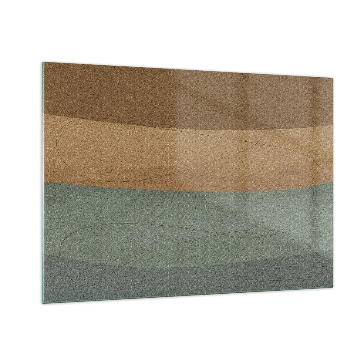 Glasbild - Bild auf glas - Abstrakte Streifen in Erdtönen - 100x70cm - Horizontale Komposition - Moderne Wanddekoration für Wohnzimmer und Schlafzimmer ARTTOR