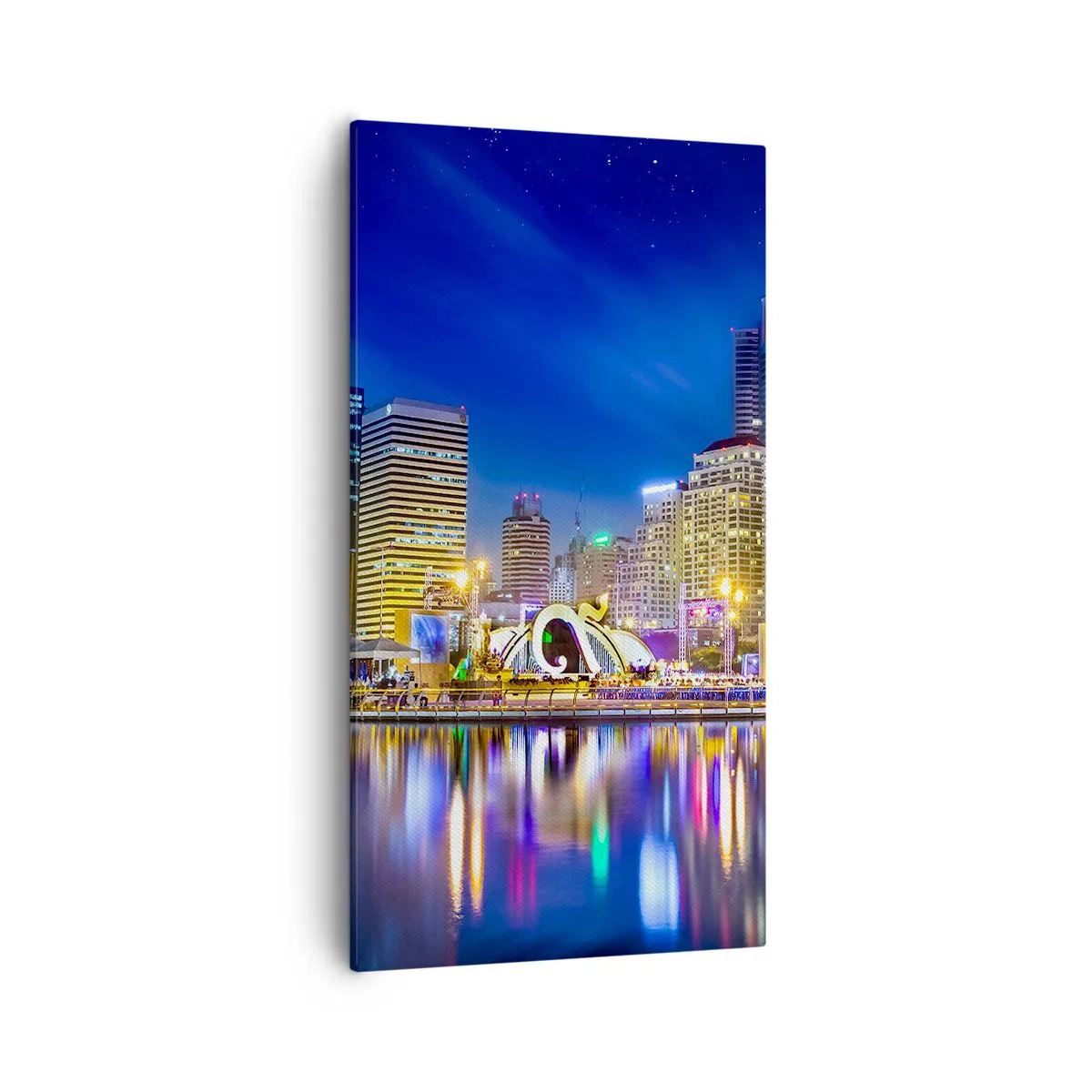 Bild auf Leinwand - Leinwandbild - Metropolis bei Regenbogennacht - 55x100 cm