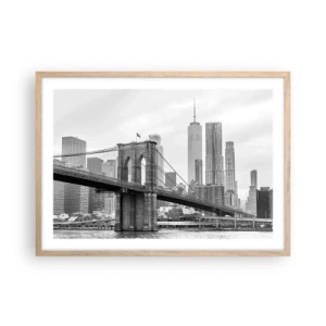 Poster in einem Rahmen aus heller Eiche - New Yorker Atmosphäre - 70x50 cm