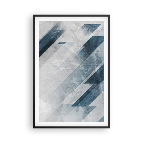 Poster in einem schwarzem Rahmen - Räumliche Komposition - graue Bewegung - 61x91 cm