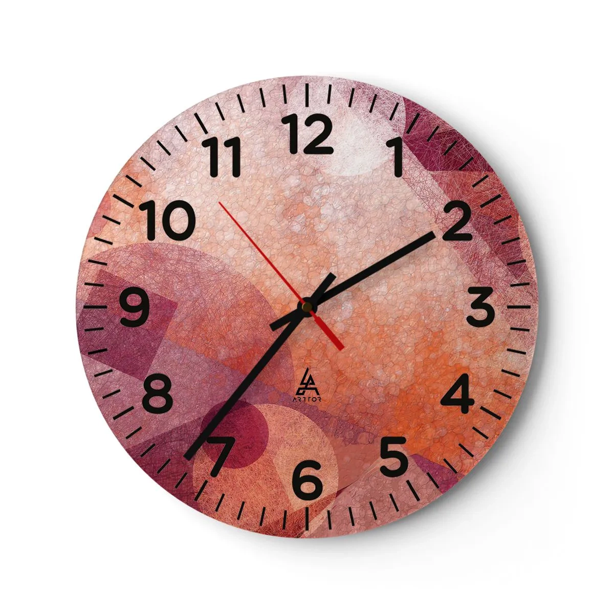 Wanduhr - Glasuhr - Geometrische Transformationen in Pink - 30x30 cm