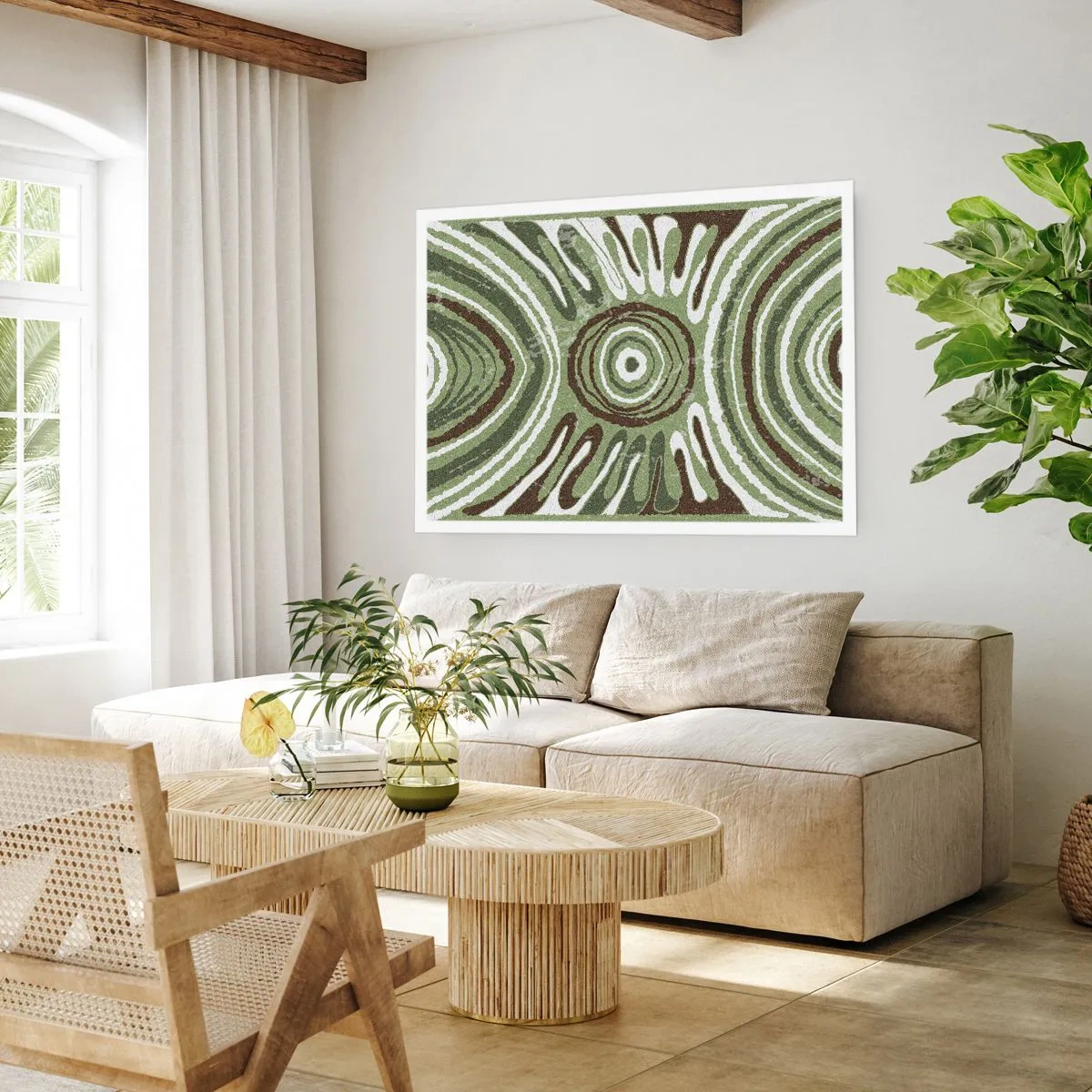 Poster - Abstrakte Muster in Grün- und Brauntönen - 100x70cm - Explosion von Emotionen - Moderne Wanddekoration für Wohnzimmer und Schlafzimmer ARTTOR