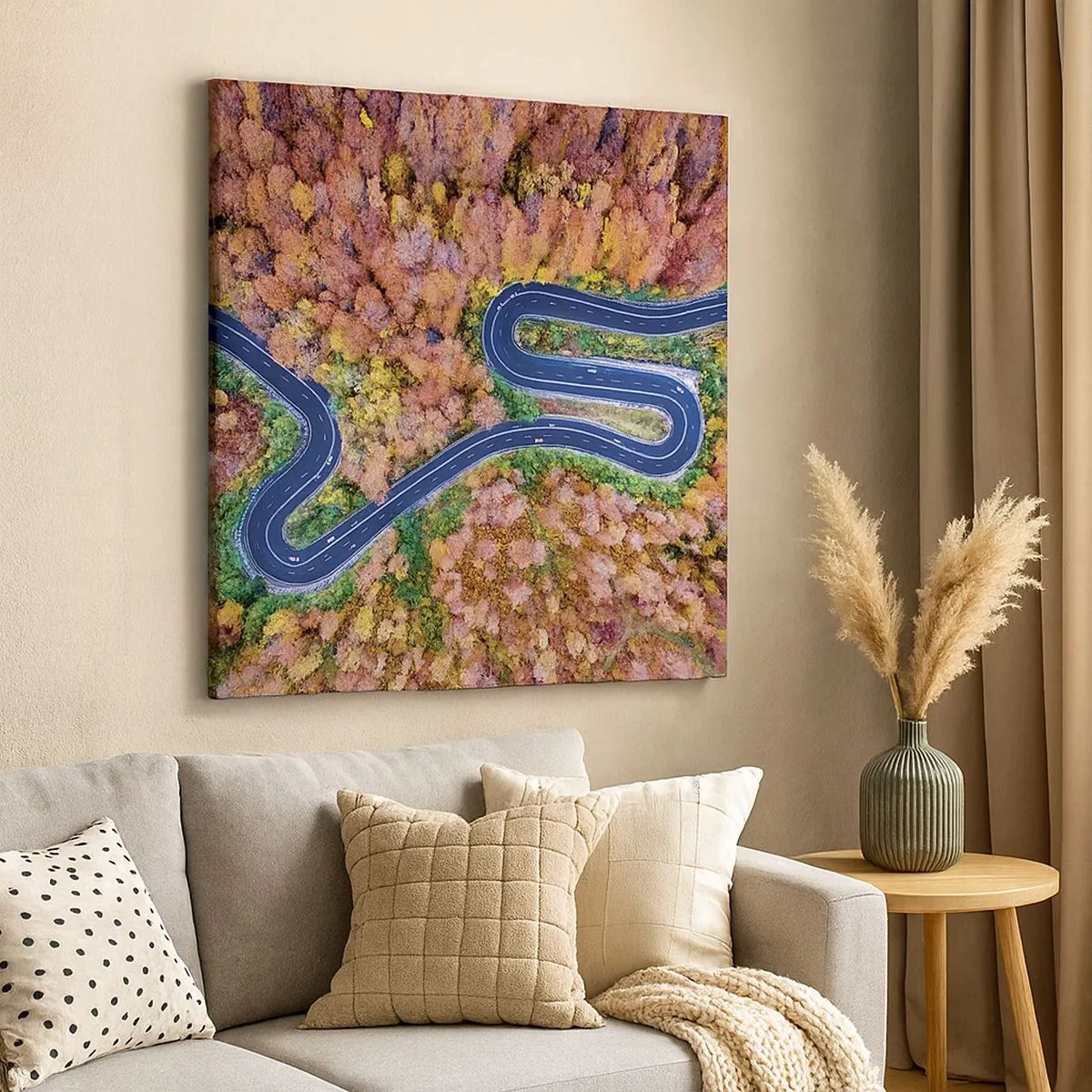 Bild auf Leinwand - Leinwandbild - Kurvenreicher Weg durch den Wald - 30x30 cm