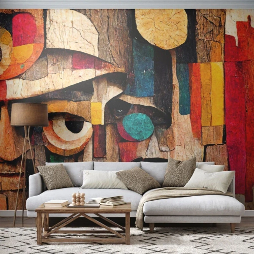 Fototapete Premium Canvas - Abstrakte Gesichter in intensiven Farben - 100x70cm - Ich sehe dich… - Moderne Wanddekoration für Wohnzimmer und Schlafzimmer ARTTOR