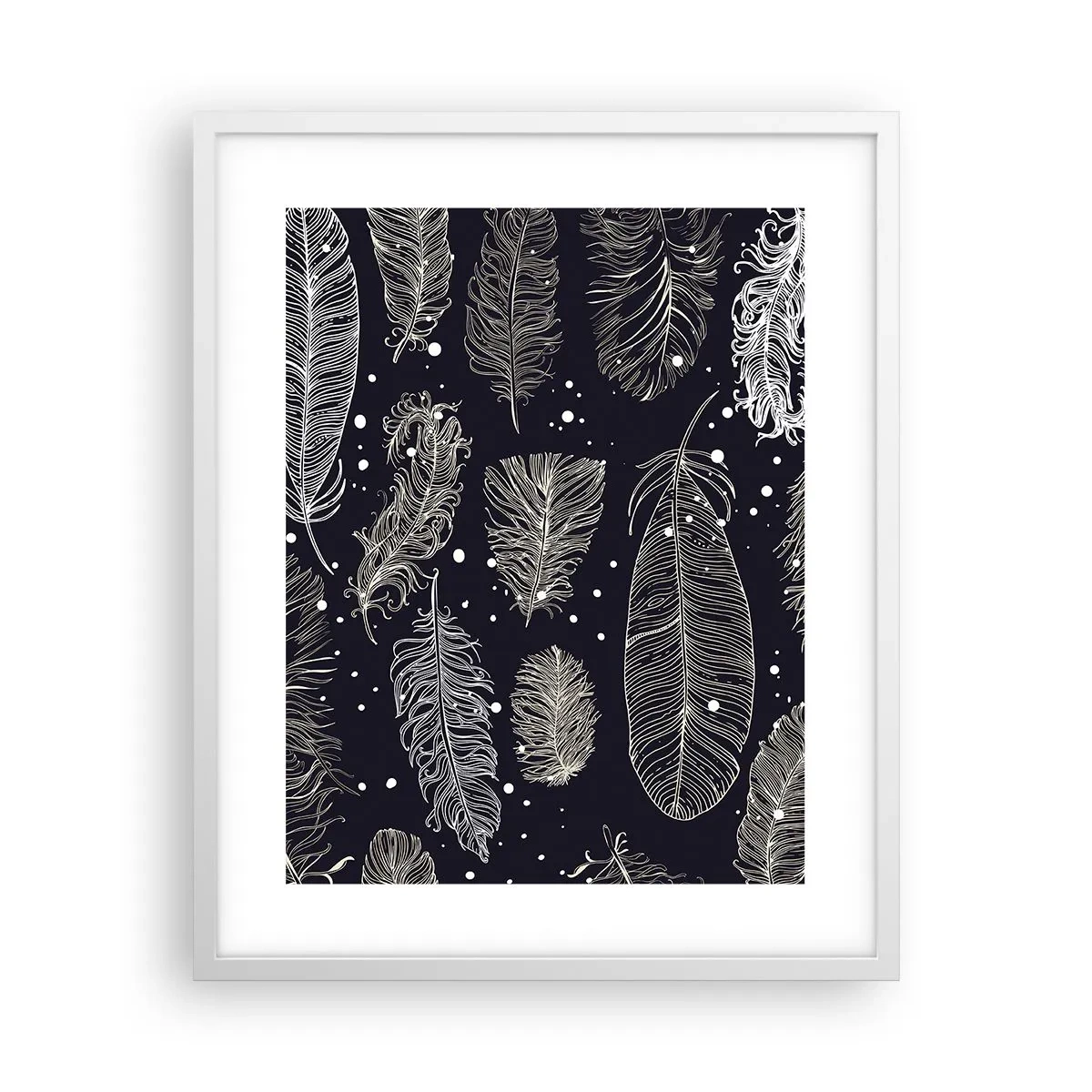 Poster in einem weißen Rahmen - Gefiederte Spitze - 40x50 cm