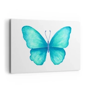 Bild auf Leinwand - Leinwandbild - Blauer Schmetterling im Aquarellstil auf weißem Hintergrund - 120x80cm - Türkis von Natur aus - Moderne Wanddekoration für Wohnzimmer und Schlafzimmer ARTTOR