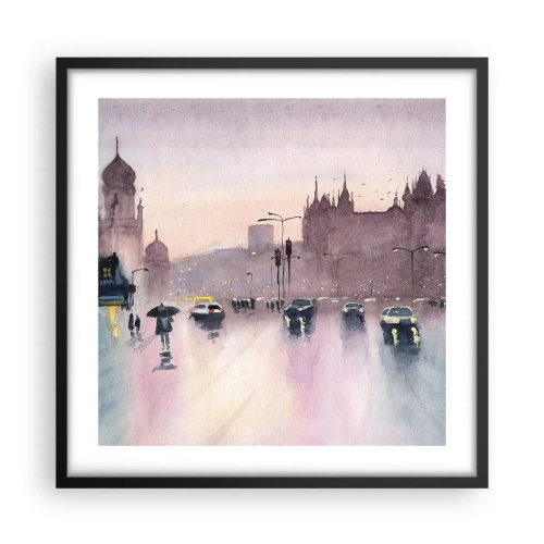 Poster in einem schwarzem Rahmen - Im regnerischen Dunst - 50x50 cm