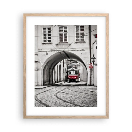 Poster in einem Rahmen aus heller Eiche - Durch das Stadtlabyrinth - 40x50 cm