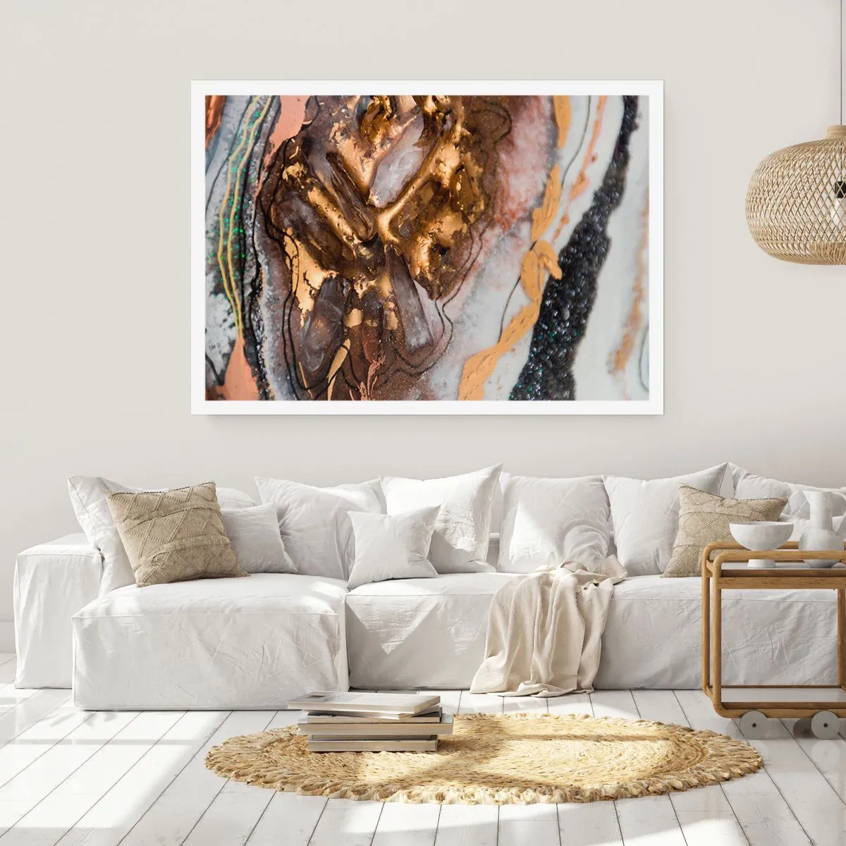 Poster - Abstrakte Komposition mit Elementen aus Gold und Kristallen - 100x70cm - Das Element der Erde - Moderne Wanddekoration für Wohnzimmer und Schlafzimmer ARTTOR