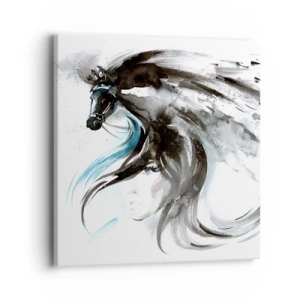 Bild auf Leinwand - Leinwandbild - Schwarzer Prinz Galopp - 40x40 cm