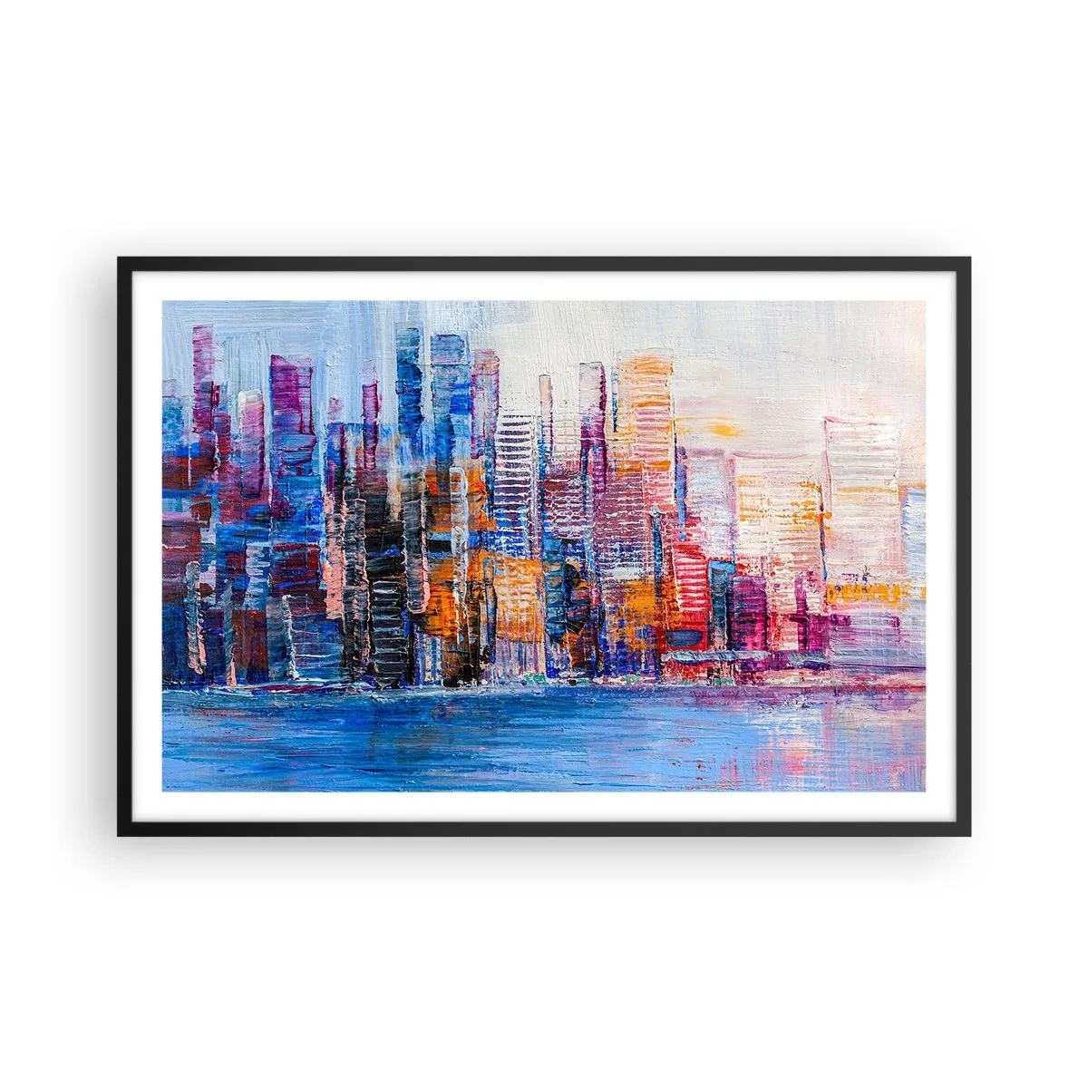 Poster in einem schwarzem Rahmen - Fröhliche Metropole - 91x61 cm