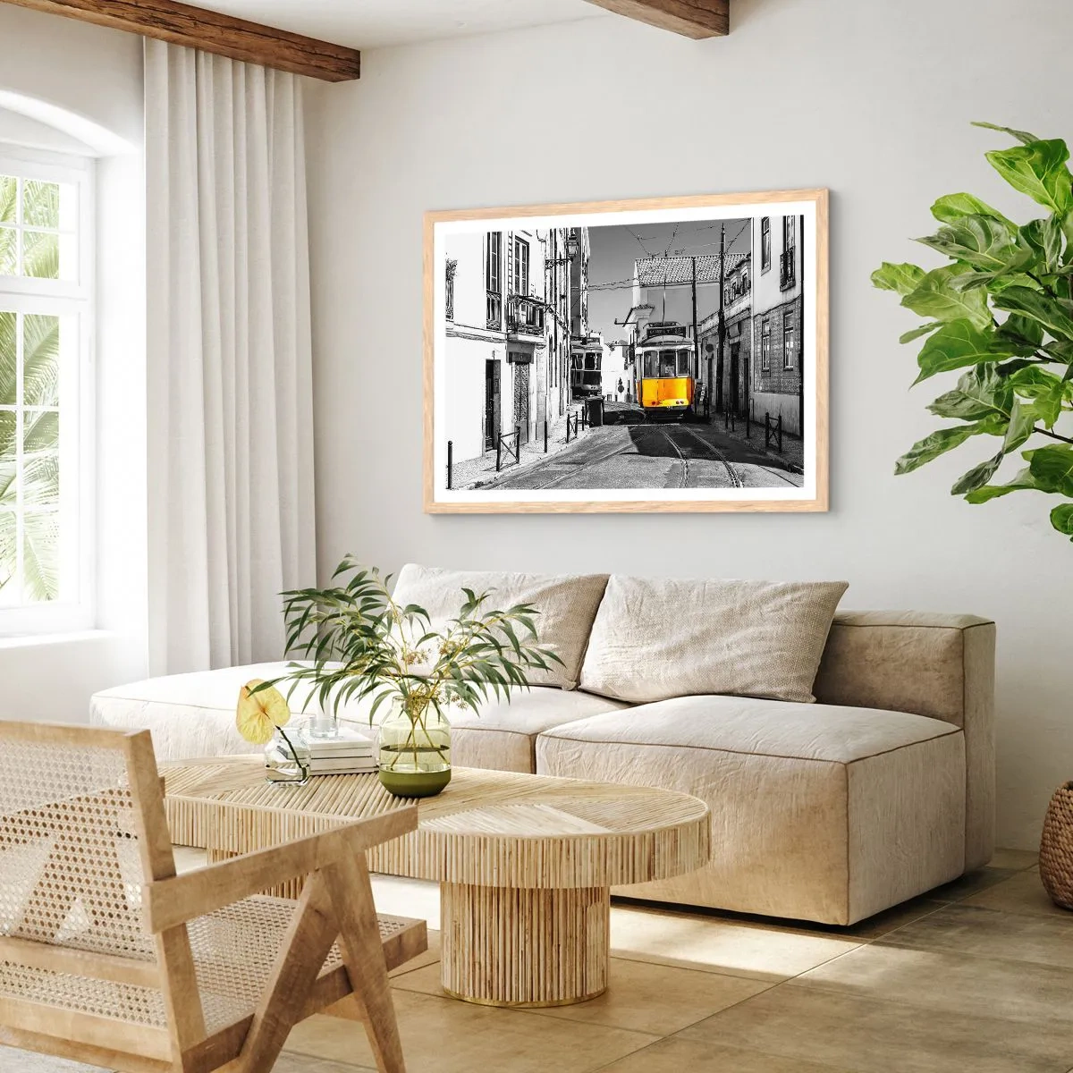 Poster in einem Rahmen aus heller Eiche - Der Geist von Lissabon - 100x70 cm