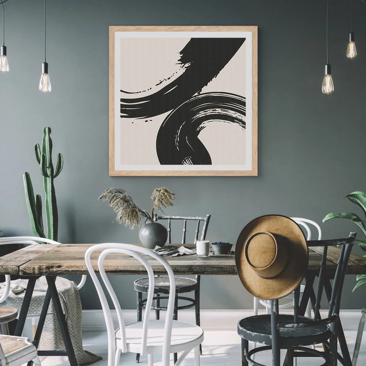 Poster in einem Rahmen aus heller Eiche - Ausladend und kreisförmig - 50x50 cm