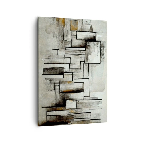 Bild auf Leinwand - Leinwandbild - Abstrakte Rechtecke in Grau- und Schwarztönen - 50x70cm - Kraft der Einfachheit - Moderne Wanddekoration für Wohnzimmer und Schlafzimmer ARTTOR