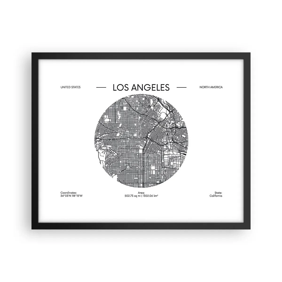 Poster in einem schwarzem Rahmen - Anatomie von Los Angeles - 50x40 cm