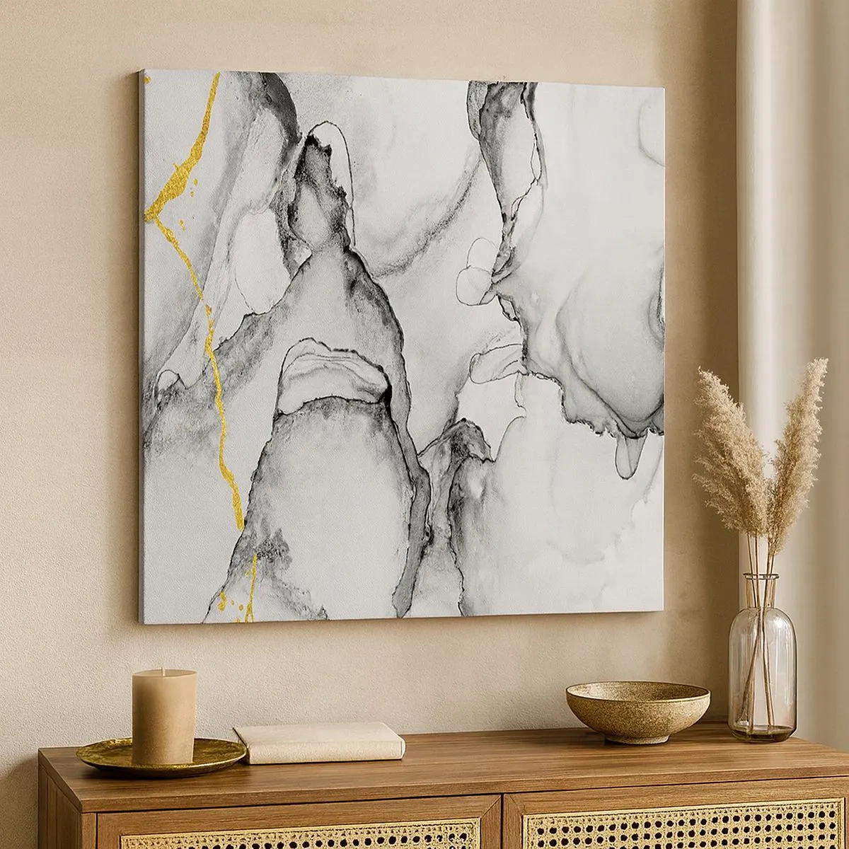 Bild auf Leinwand - Leinwandbild - Komposition mit Goldmotiv - 30x30 cm