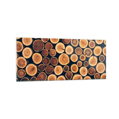 Glasbild - Bild auf glas - Muster aus Querschnitten von Holzstämmen - 120x50cm - Wie alt sehe ich aus? - Moderne Wanddekoration für Wohnzimmer und Schlafzimmer ARTTOR