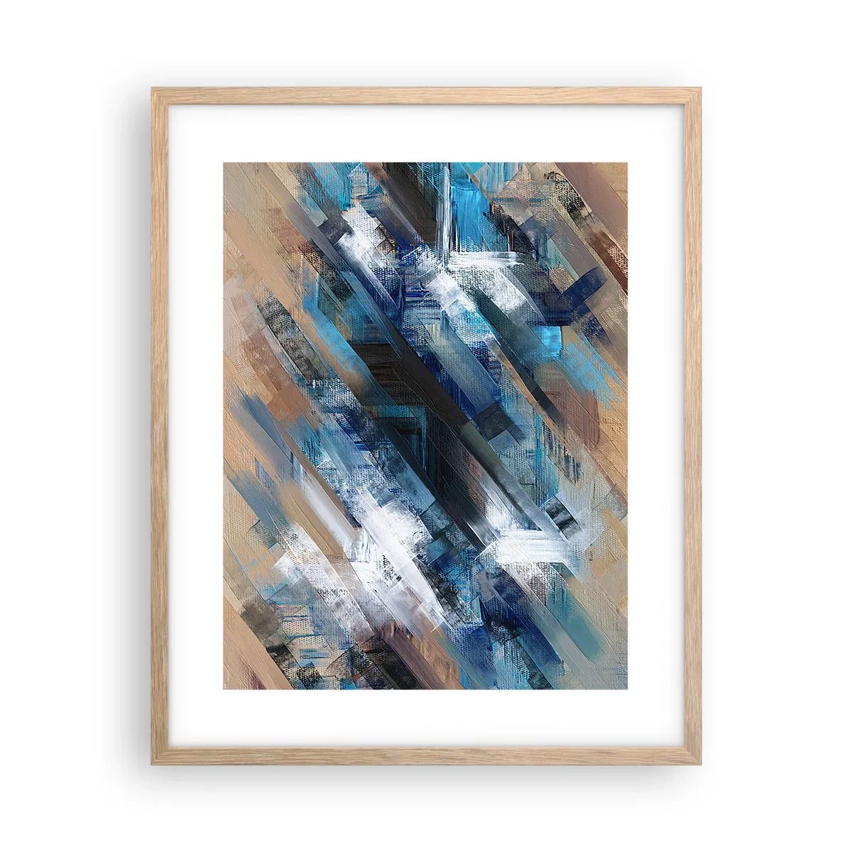Poster in einem Rahmen aus heller Eiche - Auf einer blauen Diagonale - 40x50 cm