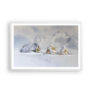 Poster in einem weißen Rahmen - In einem verschneiten Talkessel - 91x61 cm