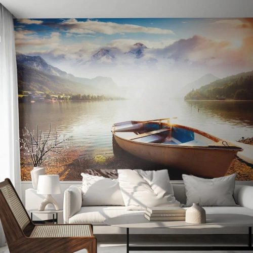 Selbstklebende Fototapete Deluxe Sticker - Am tollen und klaren Wasser - Landschaft, See, Berge - 500x350 cm