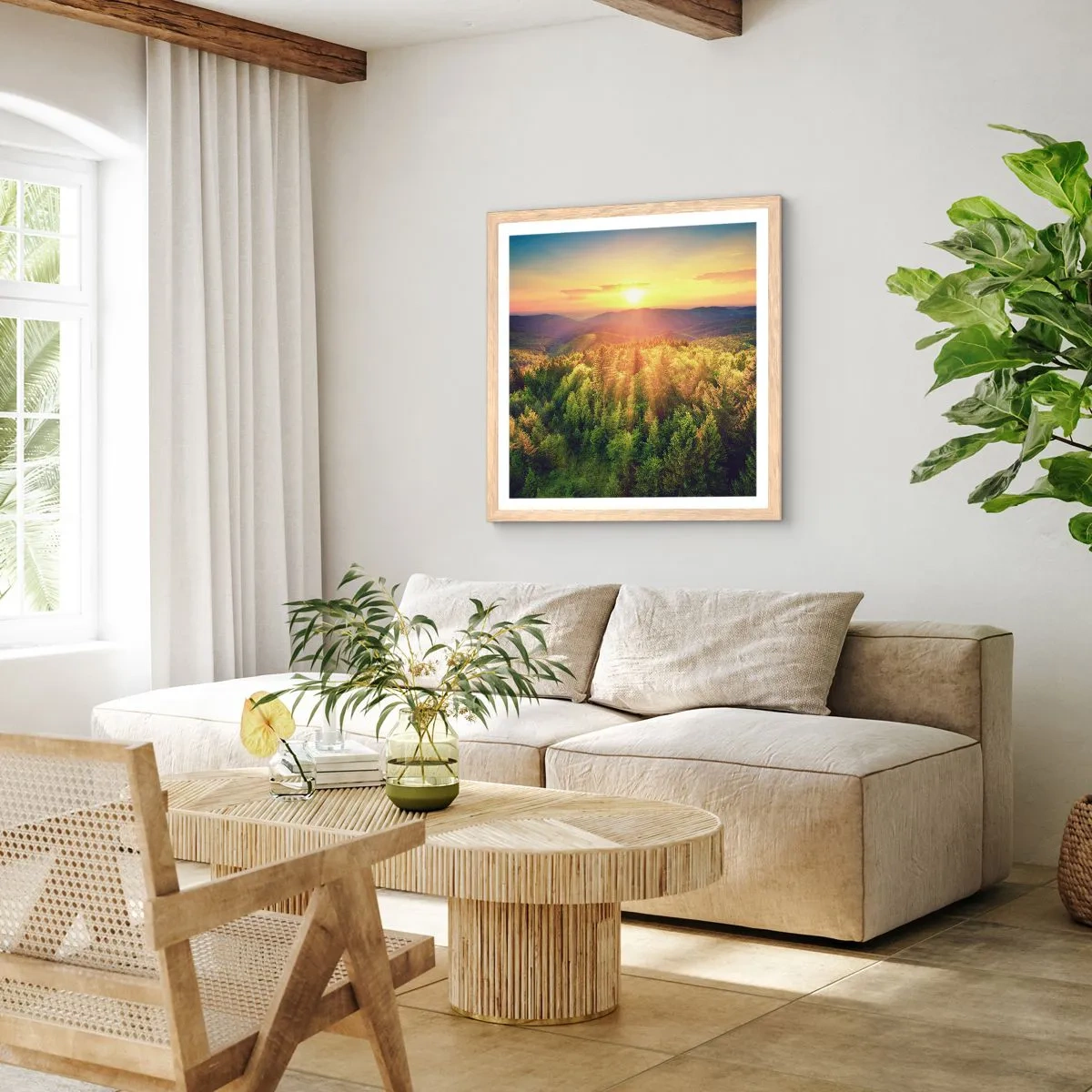 Poster in einem Rahmen aus heller Eiche - Scheitelpunkte und Spitzen - 60x60 cm