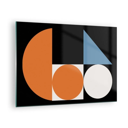 Glasbild - Bild auf glas - Geometrische Figuren in abstrakter Anordnung - 70x50cm - Bebilderte Anordnung - Moderne Wanddekoration für Wohnzimmer und Schlafzimmer ARTTOR