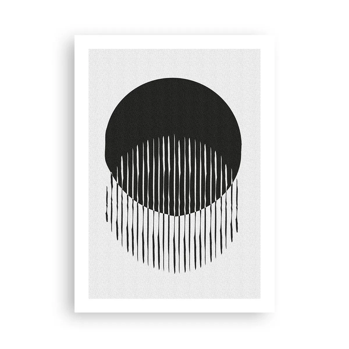 Poster - Abstrakte Komposition aus einem schwarzen Kreis und vertikalen Linien - 50x70cm - Sein Alter Ego - Moderne Wanddekoration für Wohnzimmer und Schlafzimmer ARTTOR