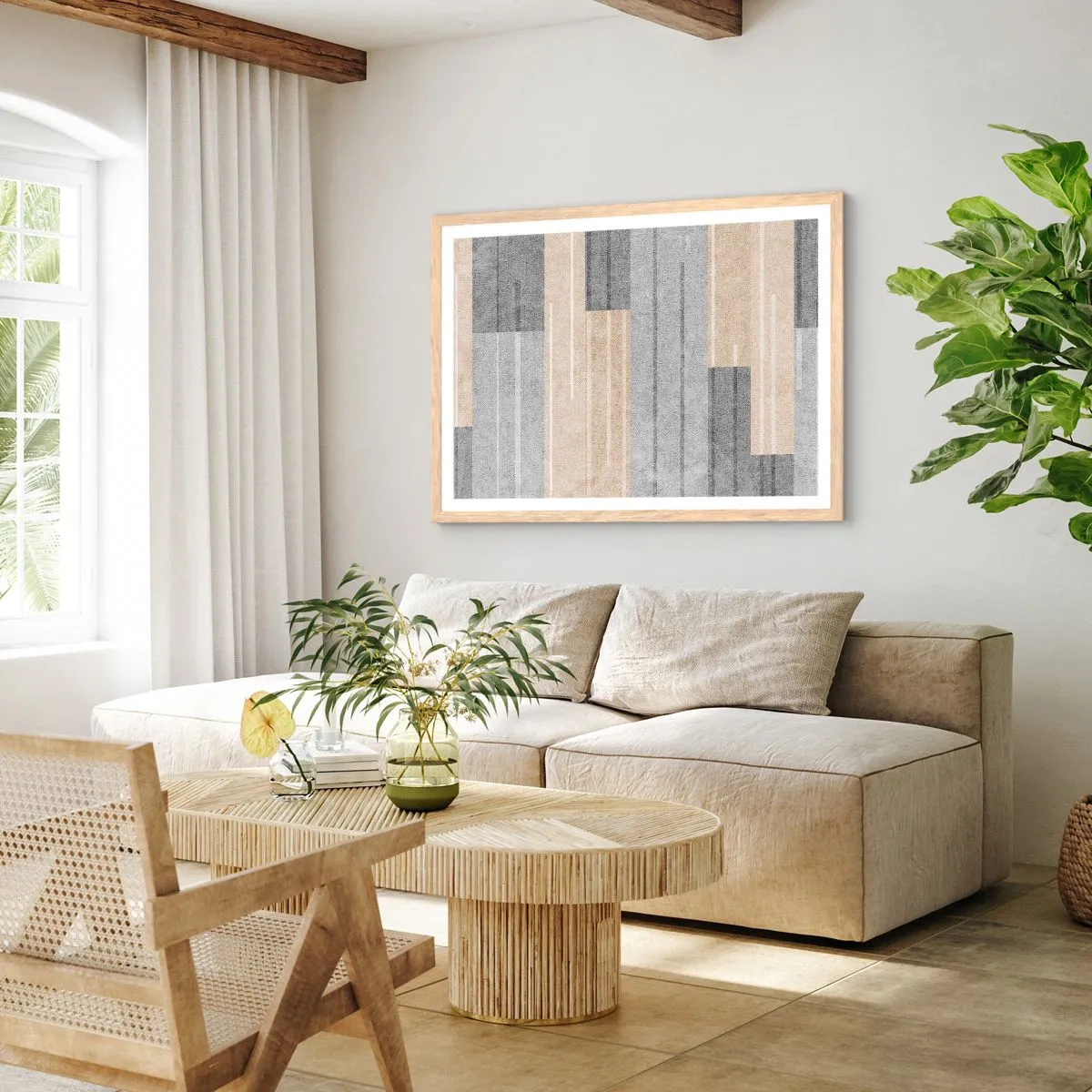 Poster in einem Rahmen aus heller Eiche - Komposition: Vertikal halten - 100x70 cm