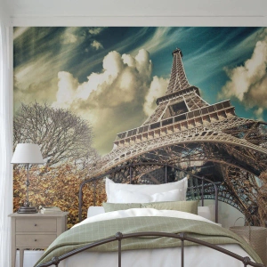 Maßgeschneiderte Fototapete Premium Sand - Und im Herbst in Paris ... - Stadt, Paris, Eiffelturm