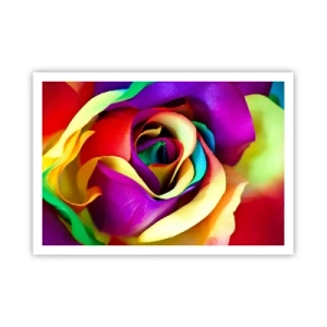 Poster - Eine bunte Rose in Regenbogenfarben - 100x70cm - Es ist unmöglich - Moderne Wanddekoration für Wohnzimmer und Schlafzimmer ARTTOR