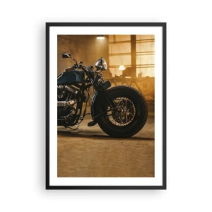 Poster in einem schwarzem Rahmen - Motorrad in stylischer Werkstatt - 50x70cm - Ich kann alles  - Moderne Wanddekoration für Wohnzimmer und Schlafzimmer ARTTOR