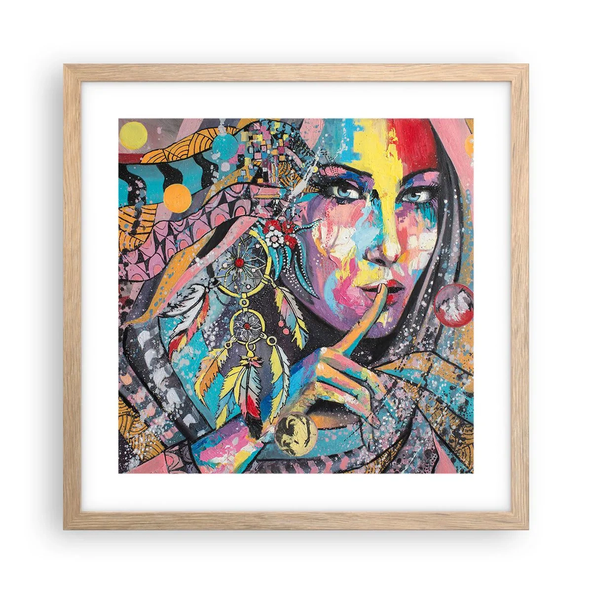 Poster in einem Rahmen aus heller Eiche - Sei still, bis du verstehst - 40x40 cm