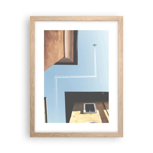 Poster in einem Rahmen aus heller Eiche - Über dem Stadtlabyrinth - 30x40 cm