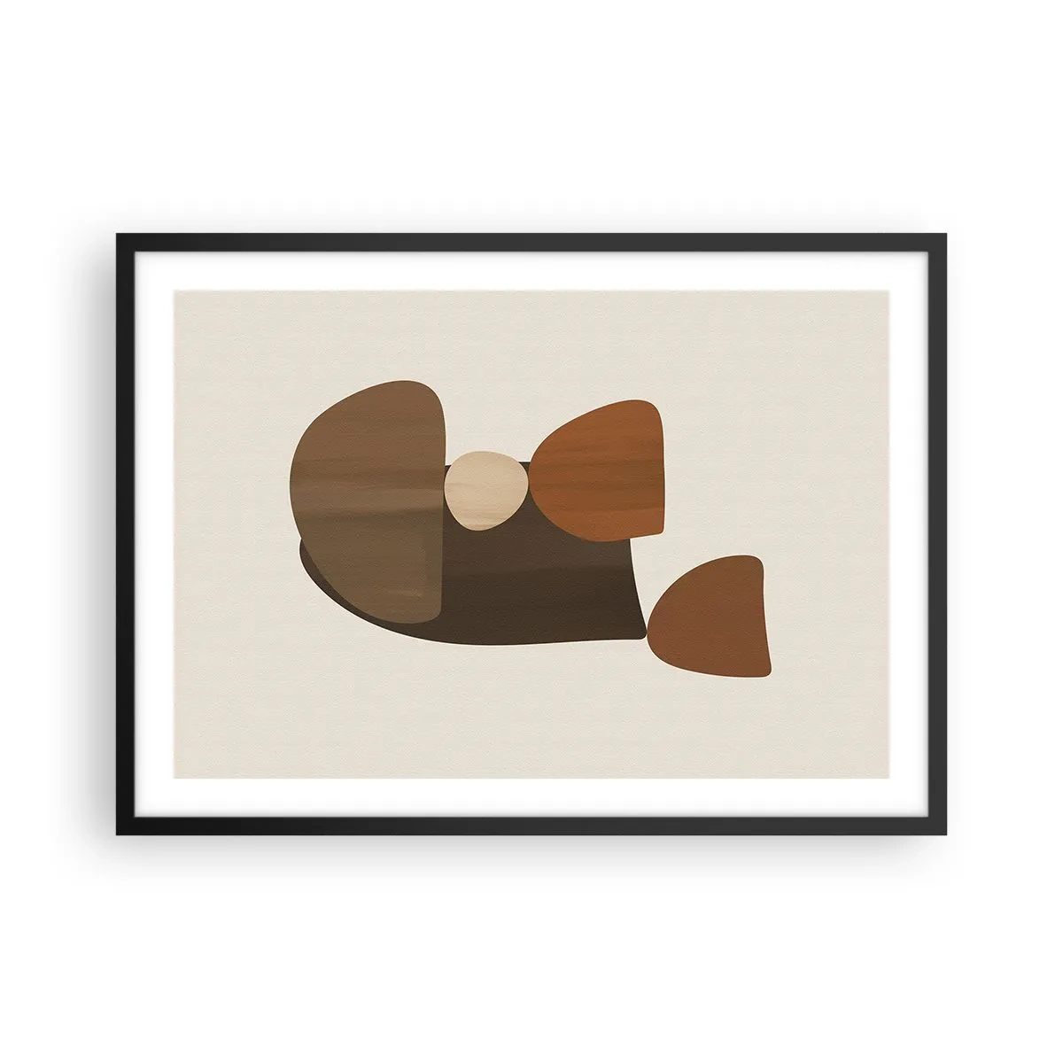 Poster in einem schwarzem Rahmen - Abstrakte Komposition in Braun- und Beigetönen - 70x50cm - Komposition in Bronze - Moderne Wanddekoration für Wohnzimmer und Schlafzimmer ARTTOR