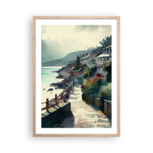 Poster in einem Rahmen aus heller Eiche - Mittelmeerstadt - 50x70 cm