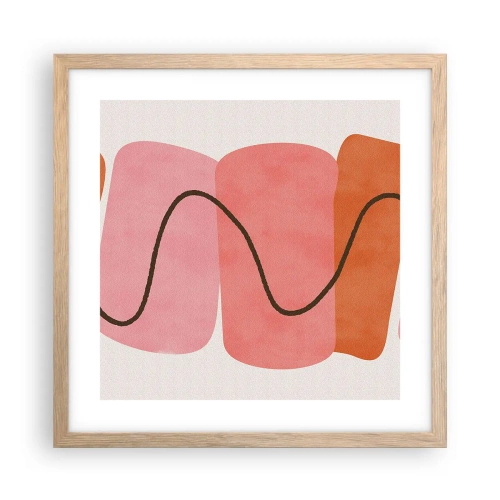 Poster in einem Rahmen aus heller Eiche - Sanfte Bewegung der Formen - 40x40 cm