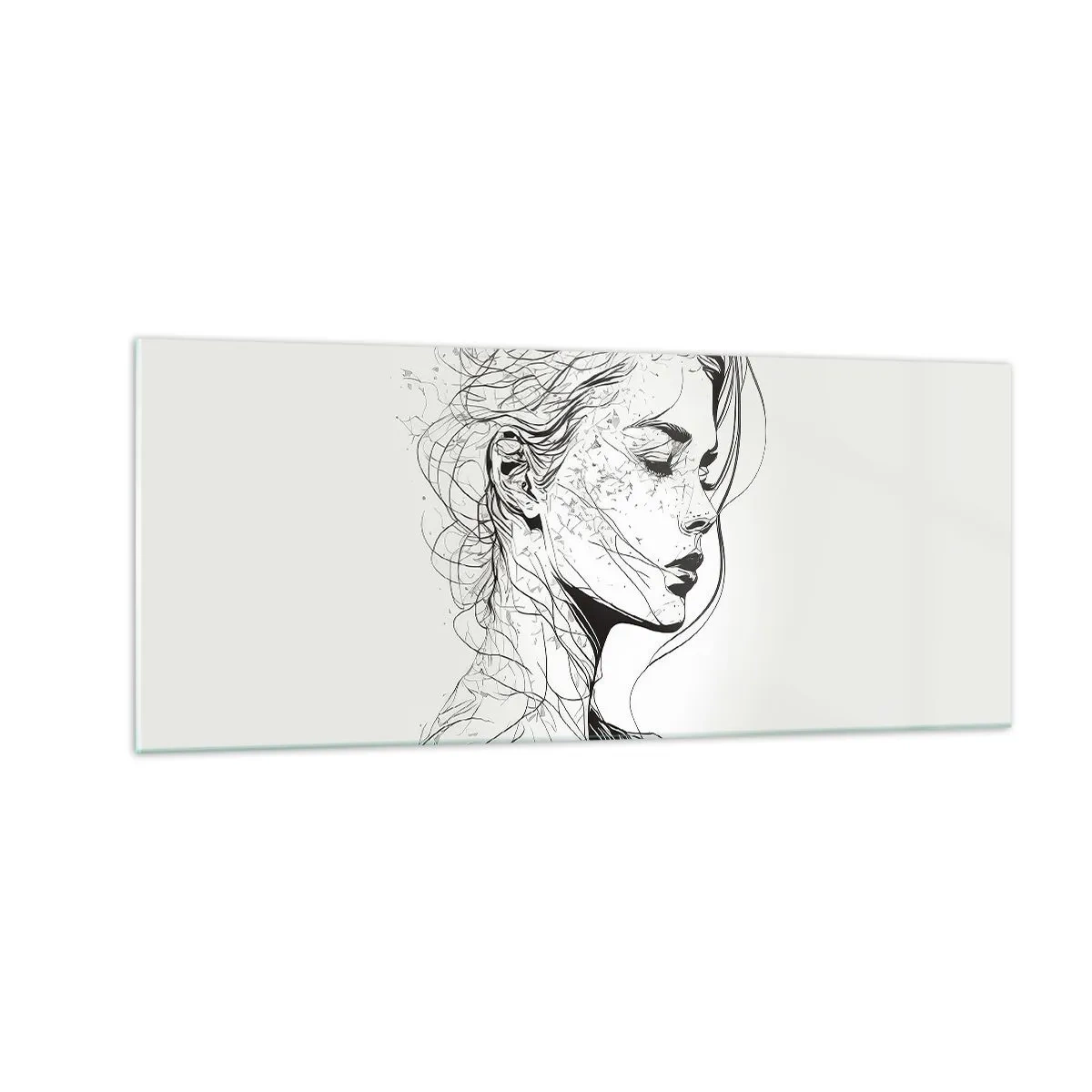 Glasbild - Bild auf glas - Porträt im Gedanken - 100x40 cm