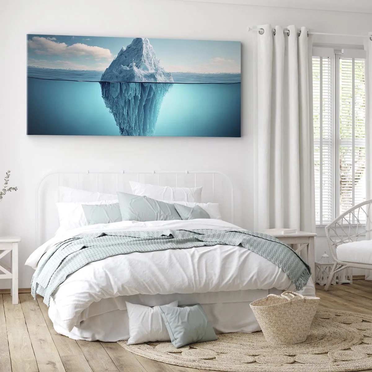 Bild auf Leinwand - Leinwandbild - Ein über und unter der Wasseroberfläche sichtbarer Eisberg - 120x50cm - Königin des Eises - Moderne Wanddekoration für Wohnzimmer und Schlafzimmer ARTTOR