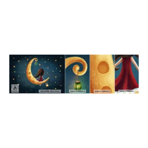 Fototapeten Muster Selbstklebend Deluxe Sticker - Einmal… - Für Kinder, Mädchen, Mond - 100x30 cm