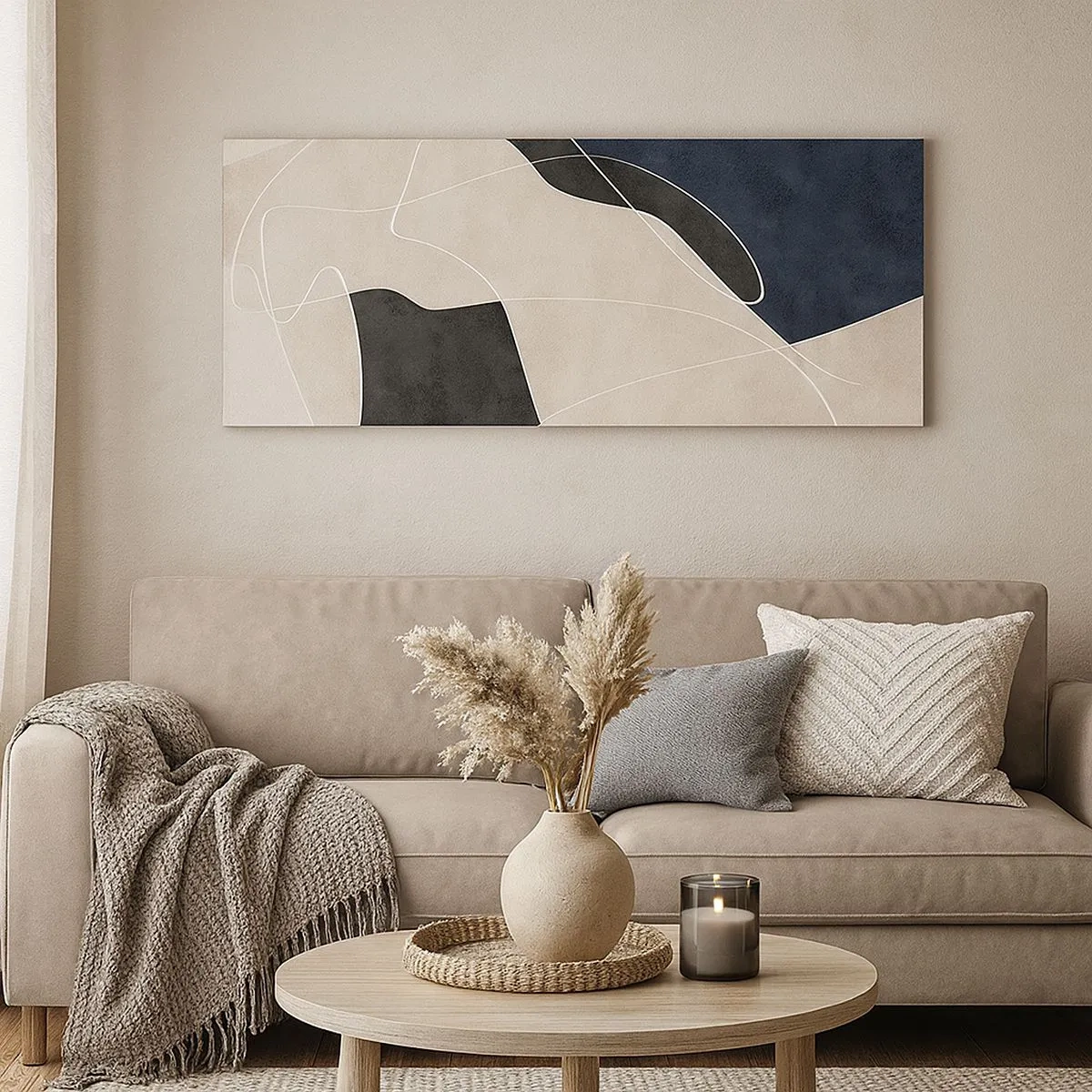 Bild auf Leinwand - Leinwandbild - Abstrakte Komposition – Farbkontrast - 100x40 cm