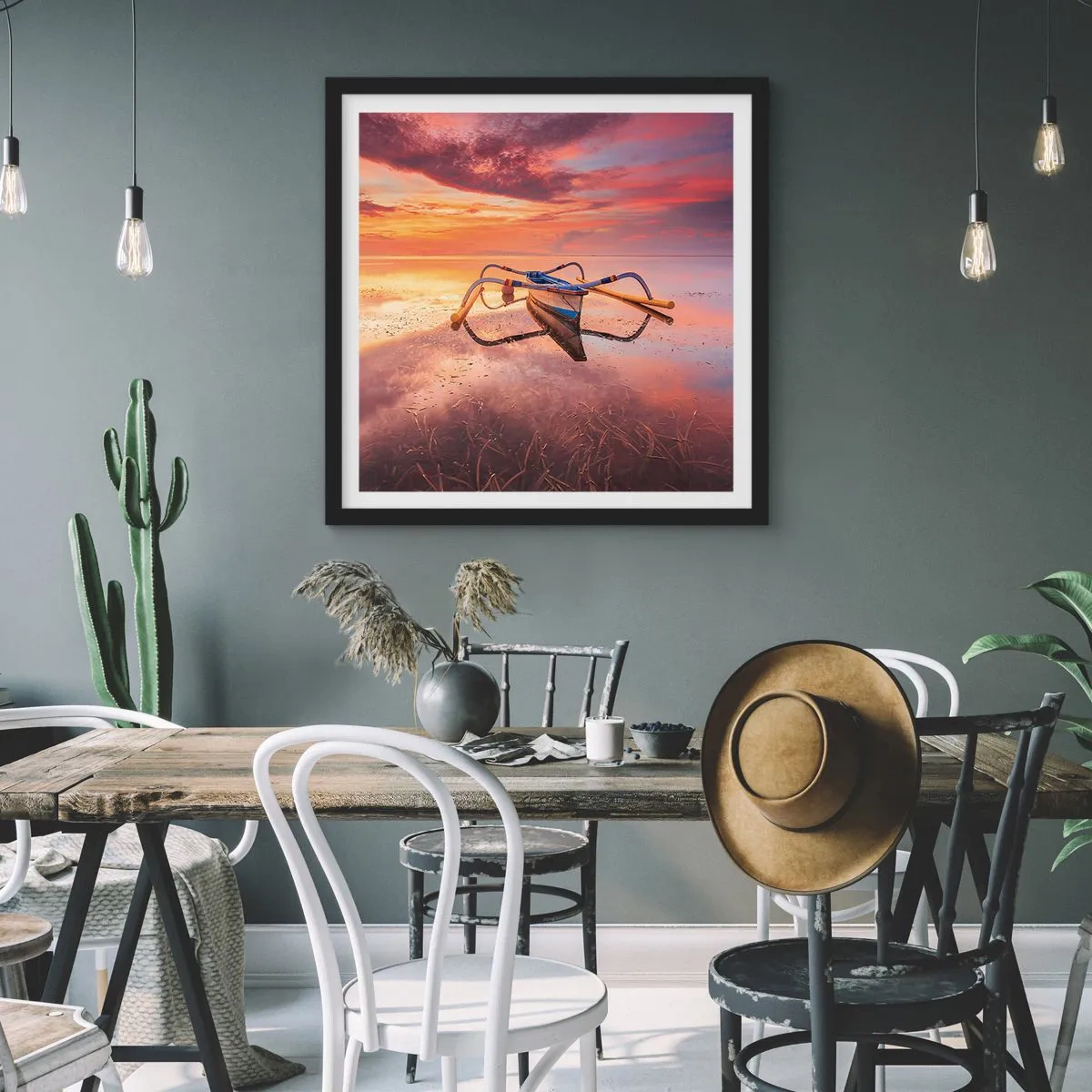 Poster in einem schwarzem Rahmen - Die Ruhe eines tropischen Abends - 30x30 cm