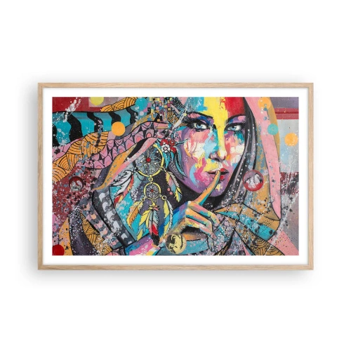 Poster in einem Rahmen aus heller Eiche - Sei still, bis du verstehst - 91x61 cm