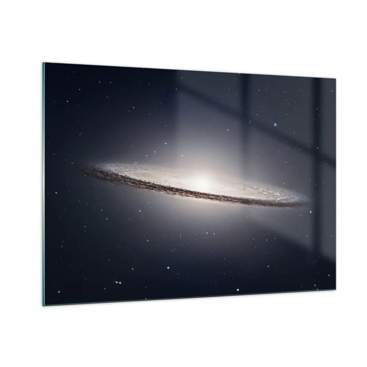 Glasbild - Bild auf glas - Eine im Weltraum schwebende Spiralgalaxie - 100x70cm - Vor langer Zeit in einer weit entfernten Galaxie ... - Moderne Wanddekoration für Wohnzimmer und Schlafzimmer ARTTOR
