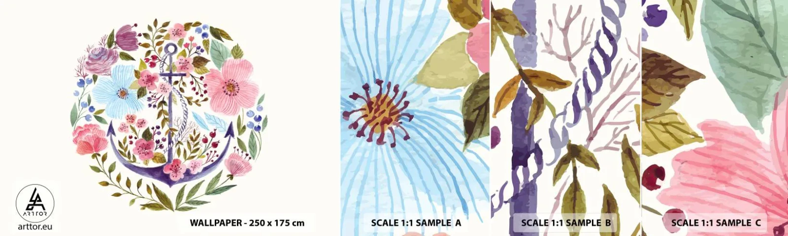 Fototapetenmuster Standard Eco - Guter Traum eines Seemanns - Anker, Boho, Strand - 100x30 cm