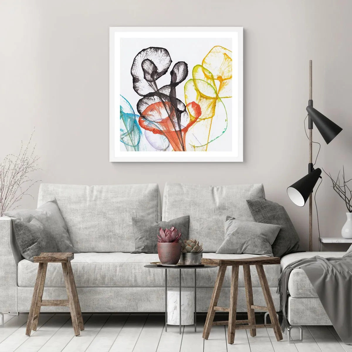 Poster in einem weißen Rahmen - Blumen mit Seele - 50x50 cm