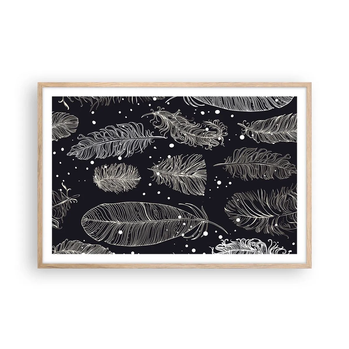 Poster in einem Rahmen aus heller Eiche - Gefiederte Spitze - 91x61 cm