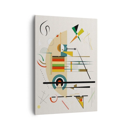 Bild auf Leinwand - Leinwandbild - Bunte Abstraktion mit geometrischen Formen - 50x70cm - Und die Welt lacht - Moderne Wanddekoration für Wohnzimmer und Schlafzimmer ARTTOR
