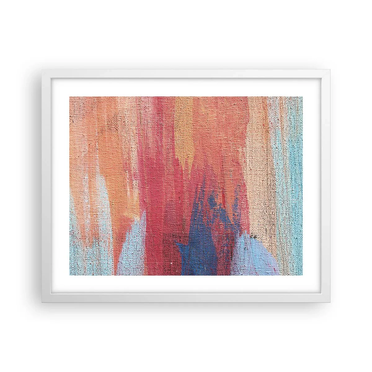 Poster in einem weißen Rahmen - Renne den Regenbogen hinunter - 50x40 cm